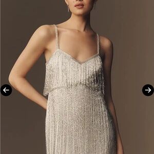 BHLDN Rhinestone Fringe Mini Dress